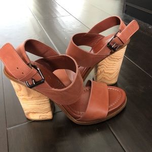 Vince cognac block heels
